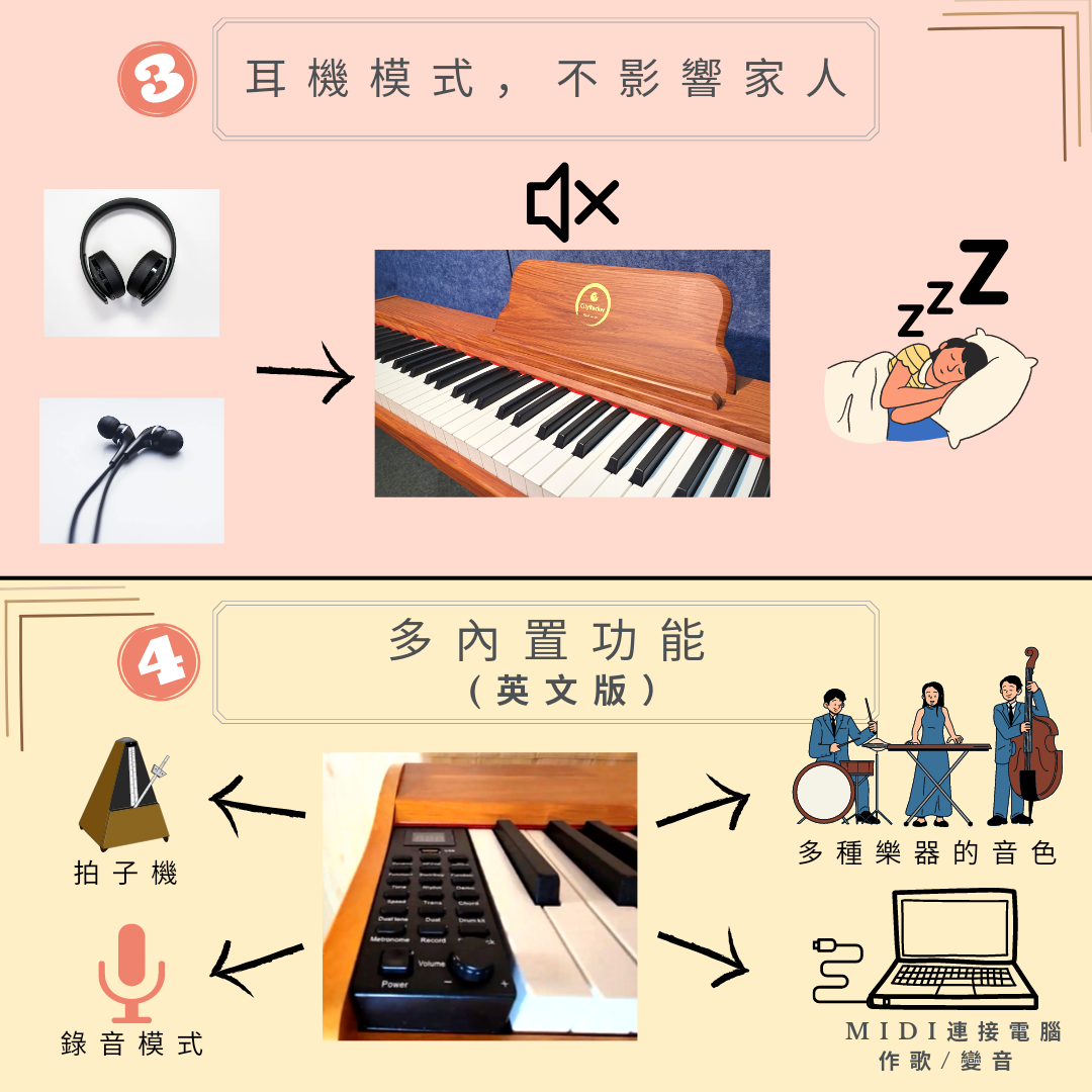 【重鎚鍵電子琴 】 【Vintage Style Digital Piano】